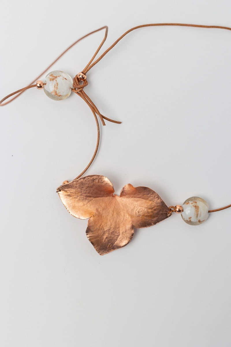 hortenzie, hortensia, hydrangea, necklace, náhrdelník, originální šperky, original jewel, jewellery, leafinside, galvanoplastika, copper, best gift, dárek, na valentýna, vánoční dárek, stylový šperk, šperk, madeira collection, madeira ring