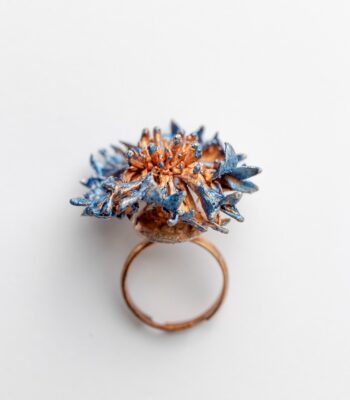 prsten, prsteny, ring, rings, originální šperky, original jewel, jewellery, leafinside, galvanoplastika, copper, best gift, dárek, na valentýna, vánoční dárek, stylový šperk, šperk, flower ring, cornflower ring