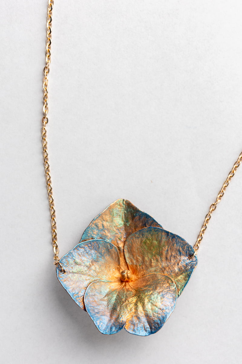 hortenzie, hortensia, hydrangea, necklace, náhrdelník, originální šperky, original jewel, jewellery, leafinside, galvanoplastika, copper, best gift, dárek, na valentýna, vánoční dárek, stylový šperk, šperk, madeira collection, madeira ring